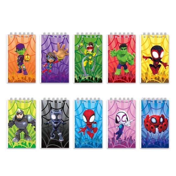 20 Pieces Cartoon Mini Notepads Multicolor Style Pocket Notebook Coil Gift Set Anime Theme Suitable for Birthday Office Party Gifts, 10 Styles