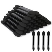 20 Pieces Sponge Eyeshadow Brush - Black Double Headed Eyeshadow Applicator, Disposable Makeup Brush, Suitable for Professional or Home Use