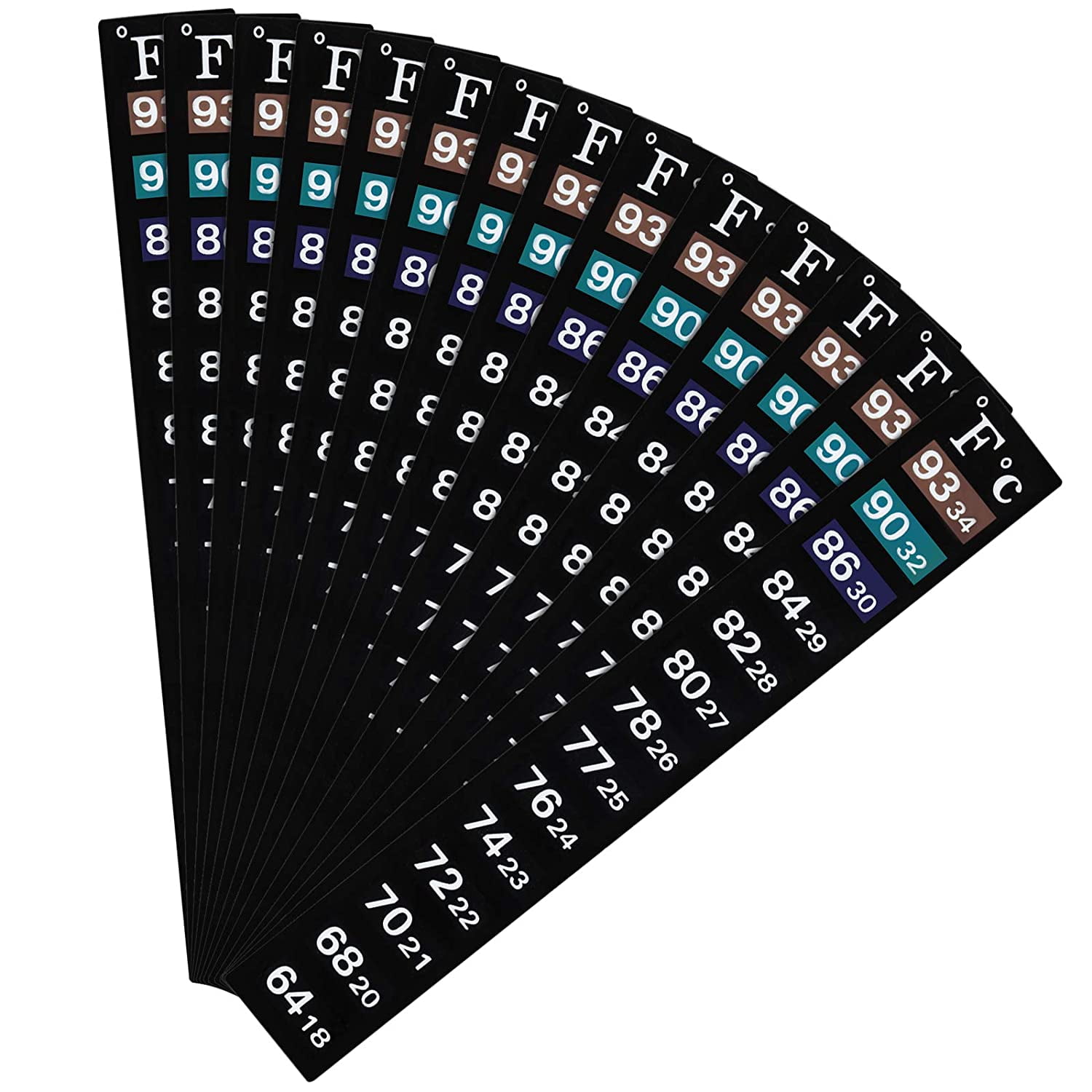 20 Pieces Stick on Temperature Strip Adhesive Thermometer Sticker Aquarium Thermometer Sticker in Degree Fahrenheit and Celsius Display for Fish Tank and Aquarium