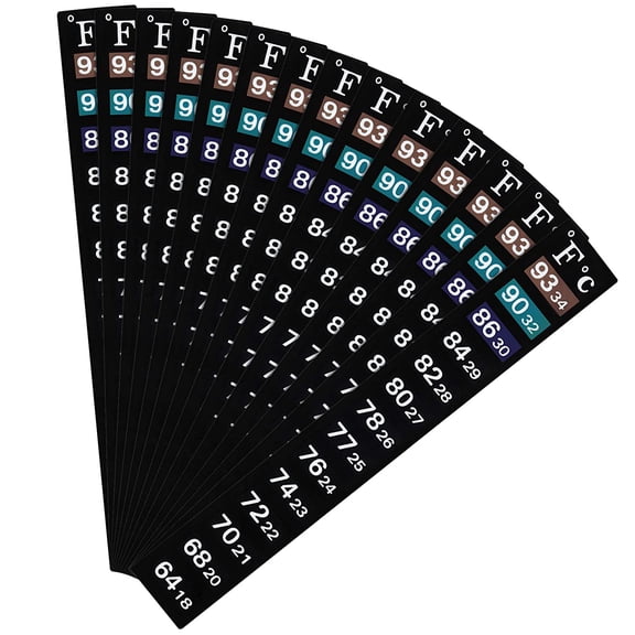 20 Pieces Stick on Temperature Strip Adhesive Thermometer Sticker Aquarium Thermometer Sticker in Degree Fahrenheit and Celsius Display for Fish Tank and Aquarium