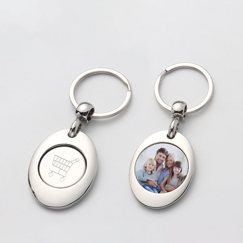 20 Pieces Sublimation Blank Metal Shopping Trolley Tokens With Keyring Mini Aluminum Alloy Portable Shopping Carts Key Ring