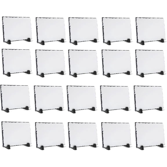 20 Pieces Sublimation Slate Blank Rock Stone Photo Rectangular Frame Heat Transfer Plaque Picture Frame with Display Holder for Birthday, Wedding 4 x 6 Inch
