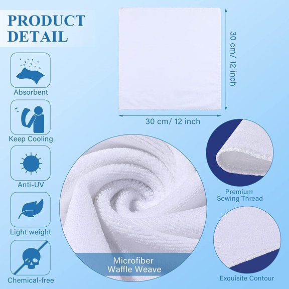 20 Pieces Sublimation Tea Towels Sublimation Towels Blank for Kitchen 12 x 12 Inch Soft Massage Polyester Absorbent Hand Towel Waffle Weave Microfiber Dish Tea Towel for Sublimations