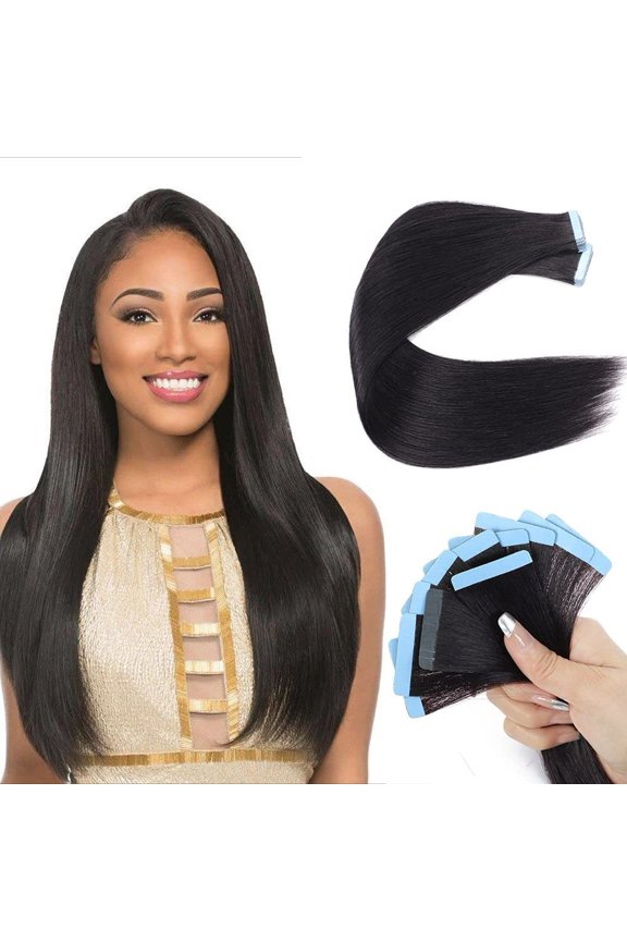 20 Pieces Tape-In Hair Extensions - 2.5g Curly PU Real Hair, Natural & Traceless for Seamless Volume and Length