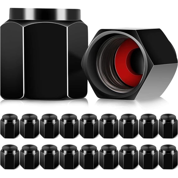 20 Pieces Tire Valve Caps Aluminum Valve Stem Caps in Hexagon Shape with Rubber O-Ring Seal Stem Covers Universal Fits for Car Truck Motorcycles Bike and Bicycle (Black)