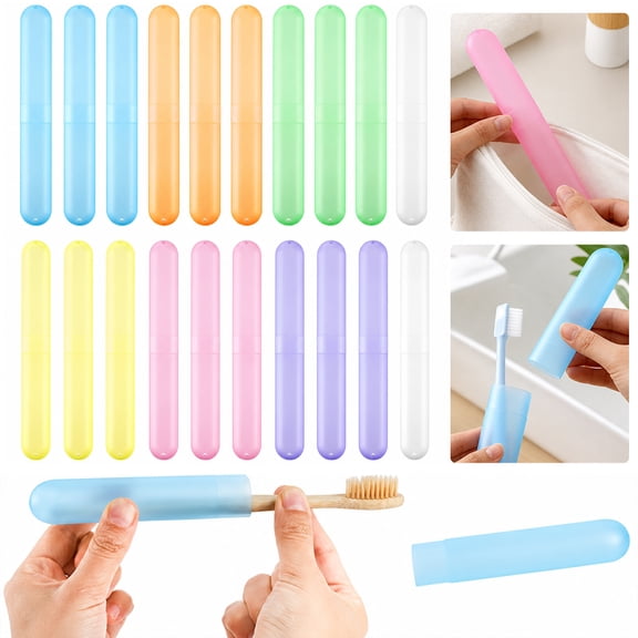 20 Pieces Travel Toothbrush Case Holder, Portable Toothbrush Storage Cover Protector with Ventilation Holes, 7 Color Assortment for Travel & Daily Use