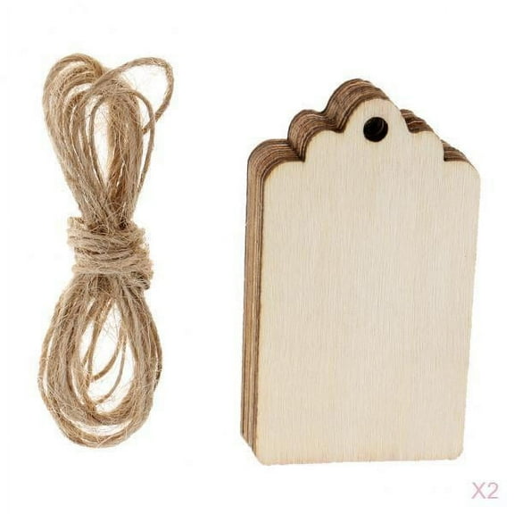 20 Pieces Unfinished Wood Tags With String And Hole Wooden Blank Gift Tags For Wedding Party Favors