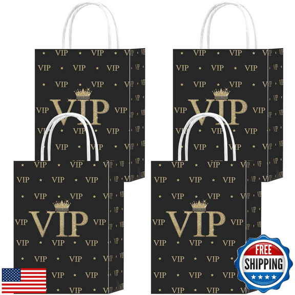 20 Pieces VIP Gift Bags for Birthday Party Supplies, Goody Snacks Treat Candy Favors With Handles for Kids Adults Hollywood Movie Theme Decorations