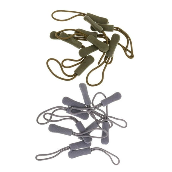 20 Pieces Zipper Pull Cord Rope Puller End Lock Buckle For Clothing Bag Grey/Green