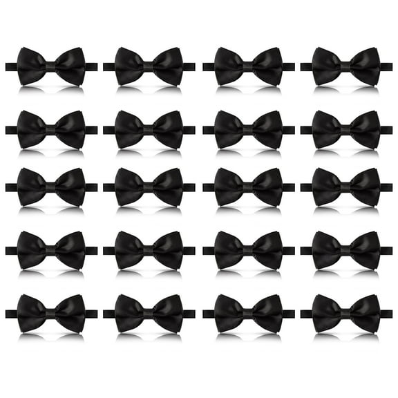 20 Pieces bow ties for men, Pre-tied Men's Bow Ties Adjustable Satin Bow Tie for any Age（black）