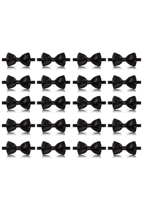 20 Pieces bow ties for men, Pre-tied Men's Bow Ties Adjustable Satin Bow Tie for any Age(black)