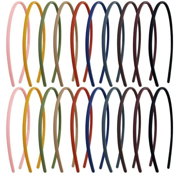 20 Pieces in 10 Colors Plain Blank DIY Craft Thin Matte Plastic Headbands with Mini Teeth Hair Bands for Women Girls Men Teens Kids Thin Thick Hair