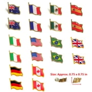 20 Pieces of 10 Country National Flag Lapel Pin Badge Brooches Metal Emblems