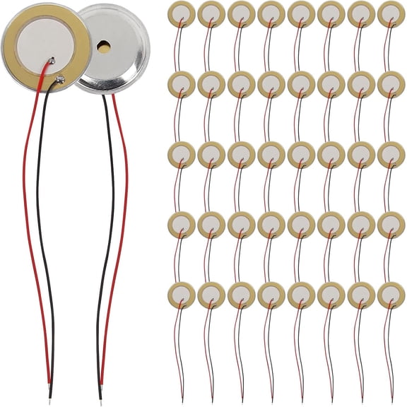 20 Piezo Disc, 27mm Piezo Discs Transducer with 3.94inch Leads, Acoustic Contact Microphone Piezo Pickup, Piezo for Drum Triggers Microphone Trigger CBG Guitar