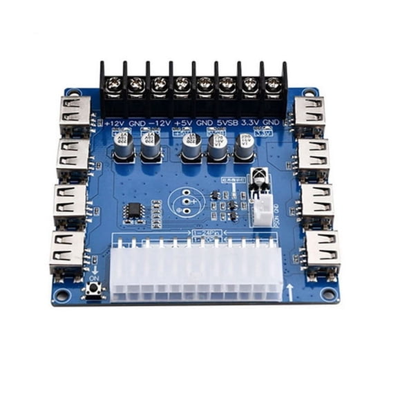 20 Pin/24 Pin ATX Power Supply Breakout Board 5V/2A USB Charging Desktop Chassis Power Supply Adapter Board,A
