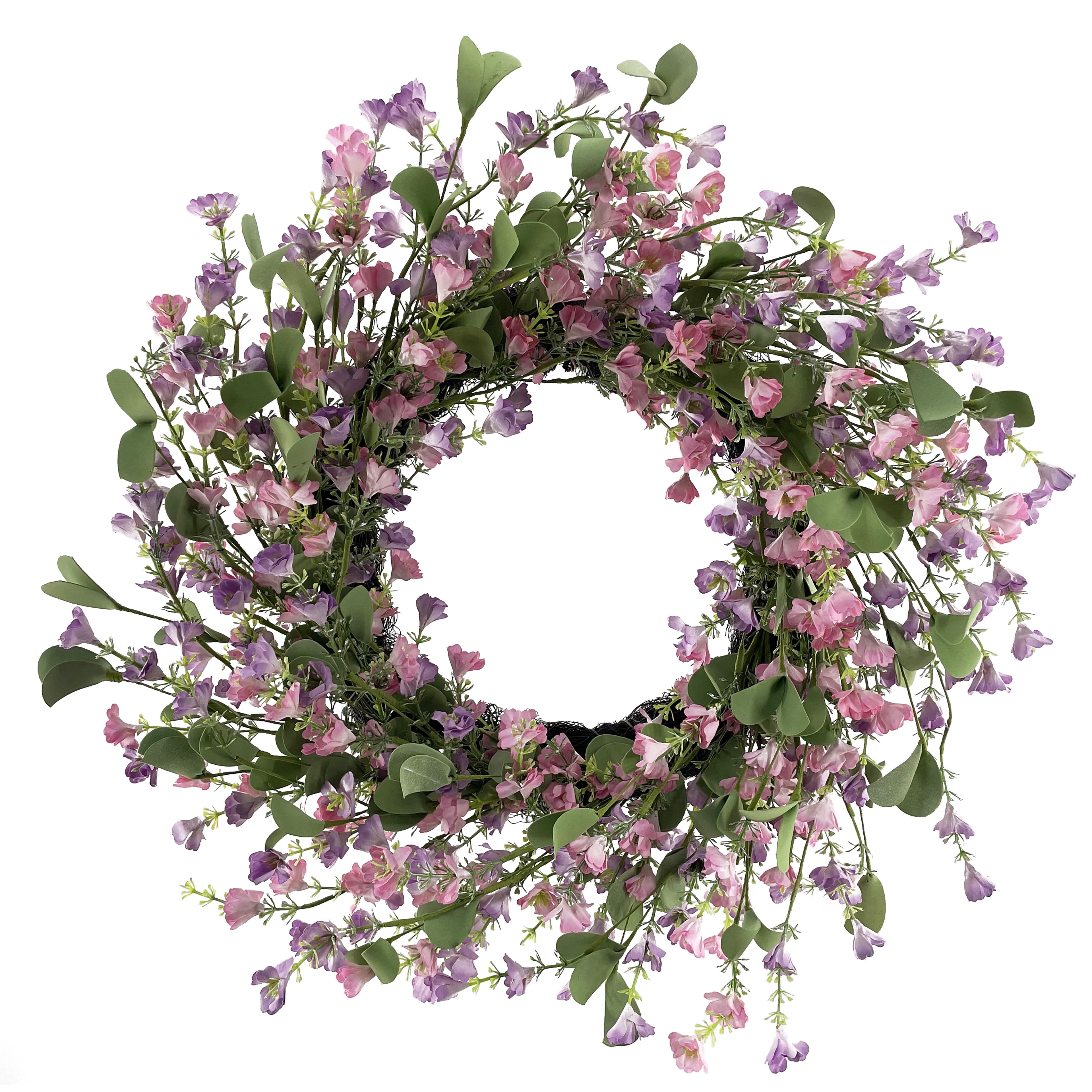 20" Pink and Lavender Artificial Floral Spring Wreath
