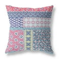 thumbnail image 1 of 20â€ Pink Teal Patch Blown & Closed Suede Throw Pillow, 1 of 3