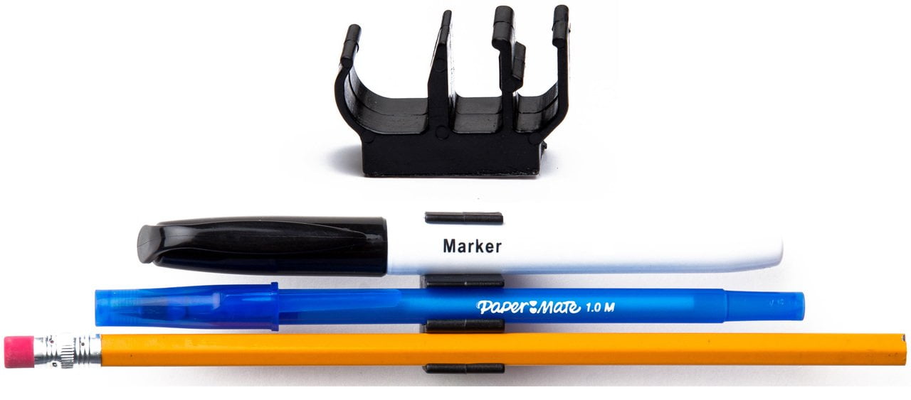 (20 Pk)FOSSA Black Self Adhesive Plastic Pencil Pen Marker Holder Adhesive Clip - Best Desktop Organizer and Pen Holder, Great for Kitchen, Craft Room, Etc.