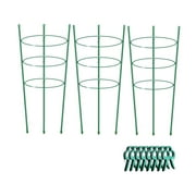 20" Plant Support Cages for Climbing Plant Flower Tomato Cage with Stand Stakes and Stable Support Rings, 3 Pack with 12 Clips