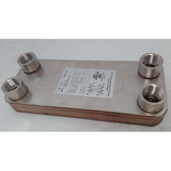 20 Plate Water to Water Brazed Plate Heat Exchanger 1" FPT Ports w/ Brackets