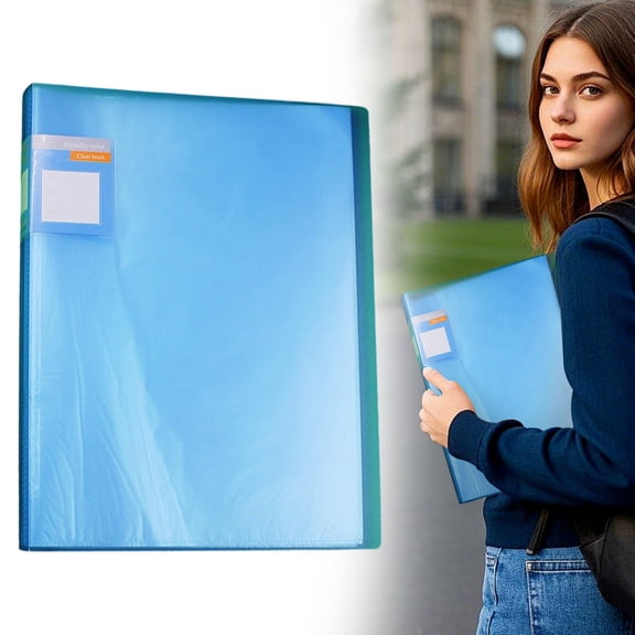 20 Pocket A3 Plastic File Organizer Blue 30.5×42.5cm/12×16.73in, Transparent Multi Pocket Portfolio Folder for Business Paper & Creative Project Storage, 1Pcs