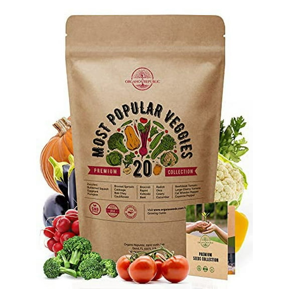 20 Most Popular Vegetables Seeds Variety Pack - Heirloom, Non-GMO, Veggies Seeds for Planting Outdoor and Indoor Home Gardening 1300+ Seeds Including Beet Tomato Celery Cabbage Pepper Cabbage & More