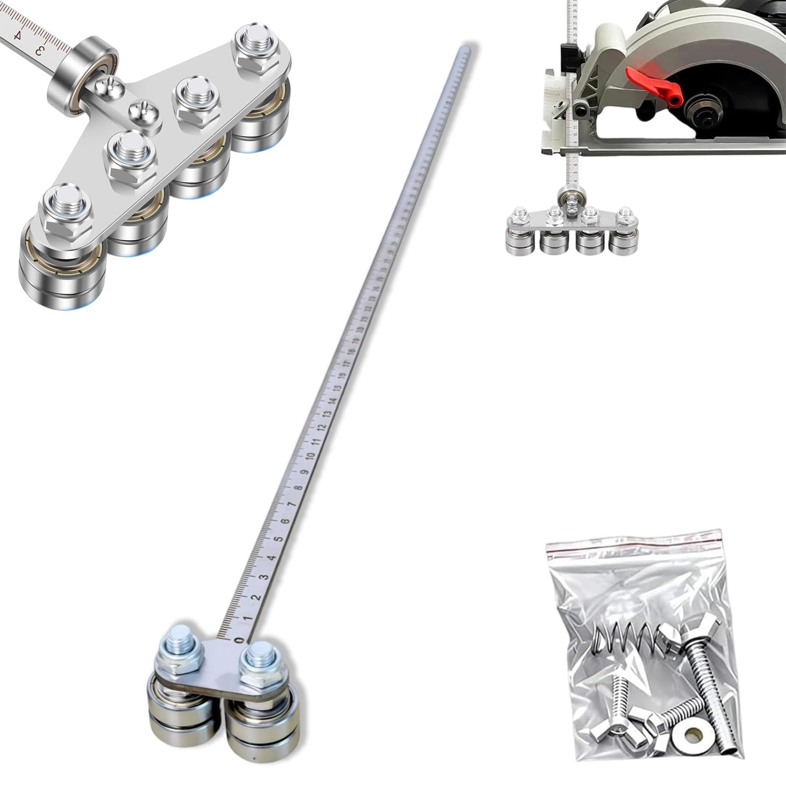 20" Positioning Calipers for Circular Saw – Adjustable Stainless Steel Guide Rail, Precision Cutting Tool for Wood, Metal & Plastic, Easy Measurement