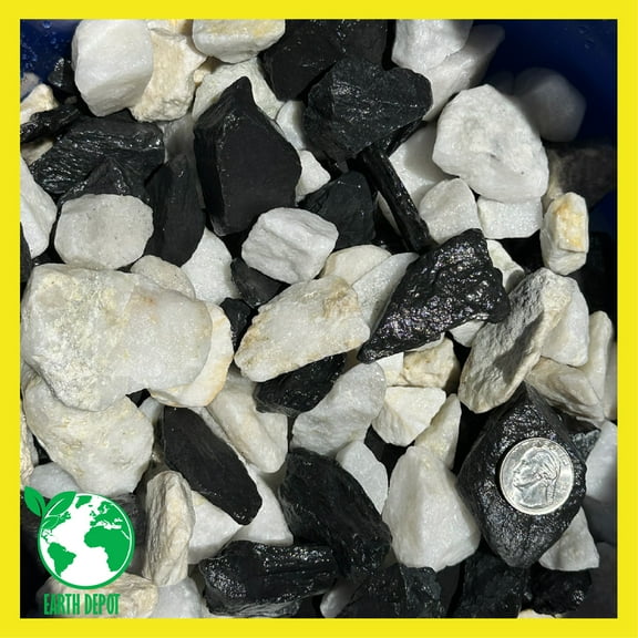 20 Pounds of Black & White Rocks, Size 1" to 3", Gravel Pebbles Stones for Landscaping, Terrariums, Aquariums, Gardens, Pond Water Features, Flower Beds, Pots, Decorative Walkways, Crystals, etc