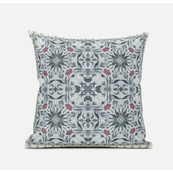 20†Powder Blue Paisley Zippered Suede Throw Pillow