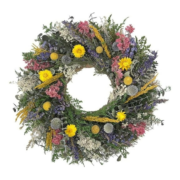 20" Preserved Dried Flowers Natural Botanical Floral Wreath (Botanical Blossoms)