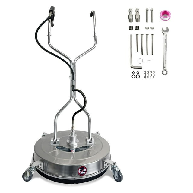 20" Pressure Washer Surface Cleaner with Dual Handles - Stainless Steel, 4-Wheel Design for Driveways, Sidewalks, Curbs, Decks & Patios - 4600 PSI Pressure Washer Accessory