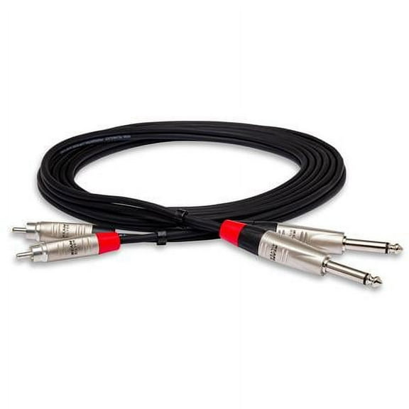 20' Pro Stereo Dual REAN 1/4" TS Male to RCA Male Stereo Audio Cable