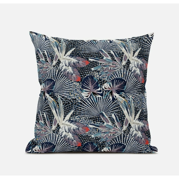20†Purple Indigo Tropical Suede Throw Pillow