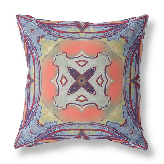20†Purple Orange Geo Tribal Indoor Outdoor Throw Pillow