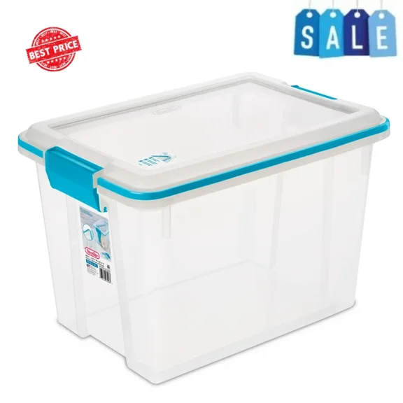 20 Qt Clear Gasket Box Closet Shelving Organizing Storing Small W/ Latches New