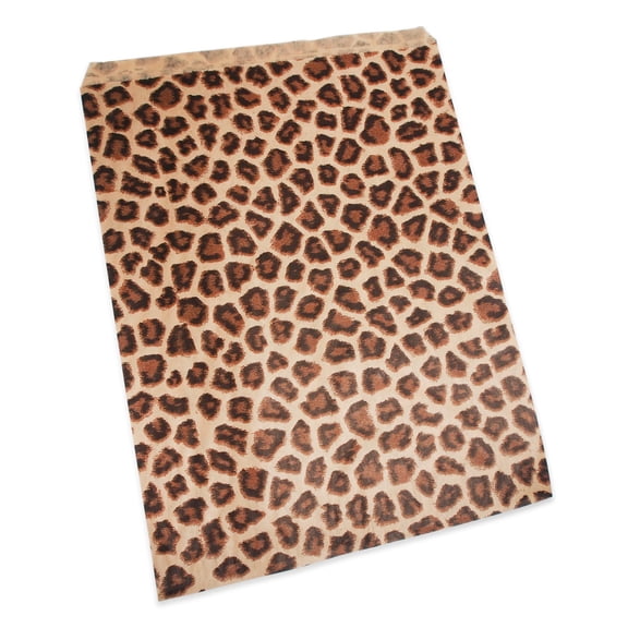 20 Qty 8.5" x 11" Decorative Flat Paper Gift Bags - Leopard/Cheetah Pattern Bags - for Sales/Treats/Parties Cookies/Gifts - N'icePackaging
