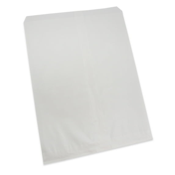 20 Qty 8.5" x 11" Decorative Flat Paper Gift Bags - Plain White Kraft Bags - for Sales/Treats/Parties Cookies/Gifts - N'icePackaging