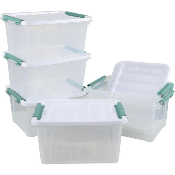 20 Quart Clear Stackable Storage Box, 6-Pack Plastic Storage Container with Latching Lid