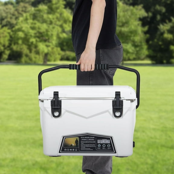 20 Quart Hard Camping Cooler, Adventure Outdoor Cooler Portable Insulated Ice Chest Cooler Box with Heavy Duty Handle, 5-Day Ice Retention, Great Camping Cooler with Easy Carry Top Handle Cooling Ice