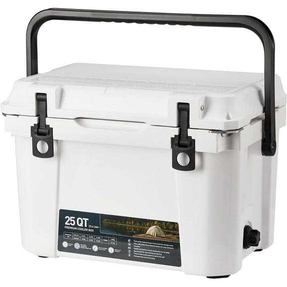 20 Quart Hard Camping Cooler, Portable Insulated Ice Chest Cooler Box with Heavy Duty Handle, 5-Day Ice Retention, Great for Beach, Camping, Picnic, BBQ, Fishing