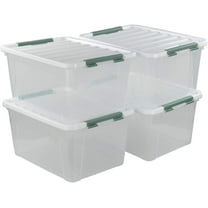 20 Quart Plastic Clear Storage  Box, Lidded Storage Bins, 4 Packs