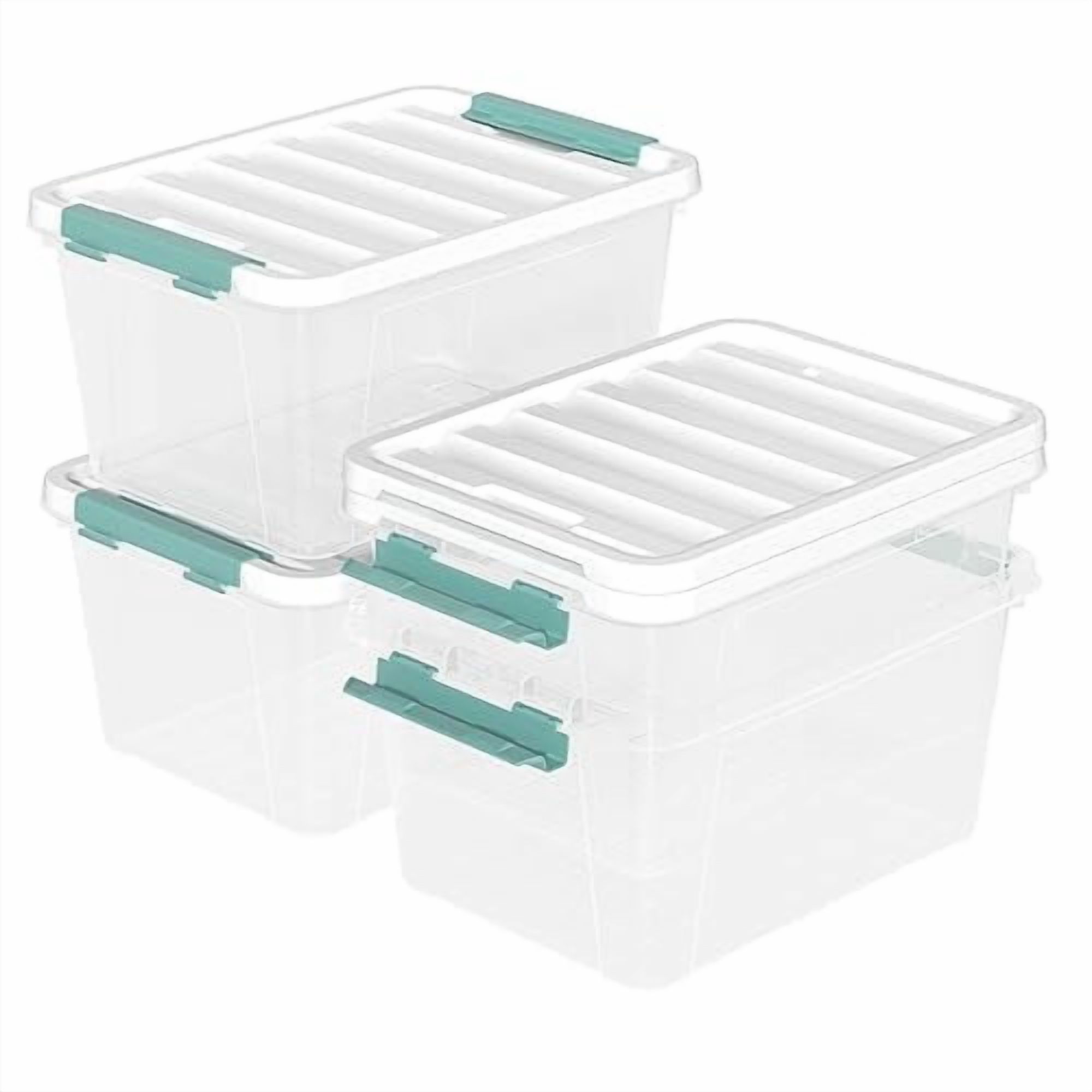20 Quart Plastic Latching Storage Boxes, Clear Storage Box Bins with ...