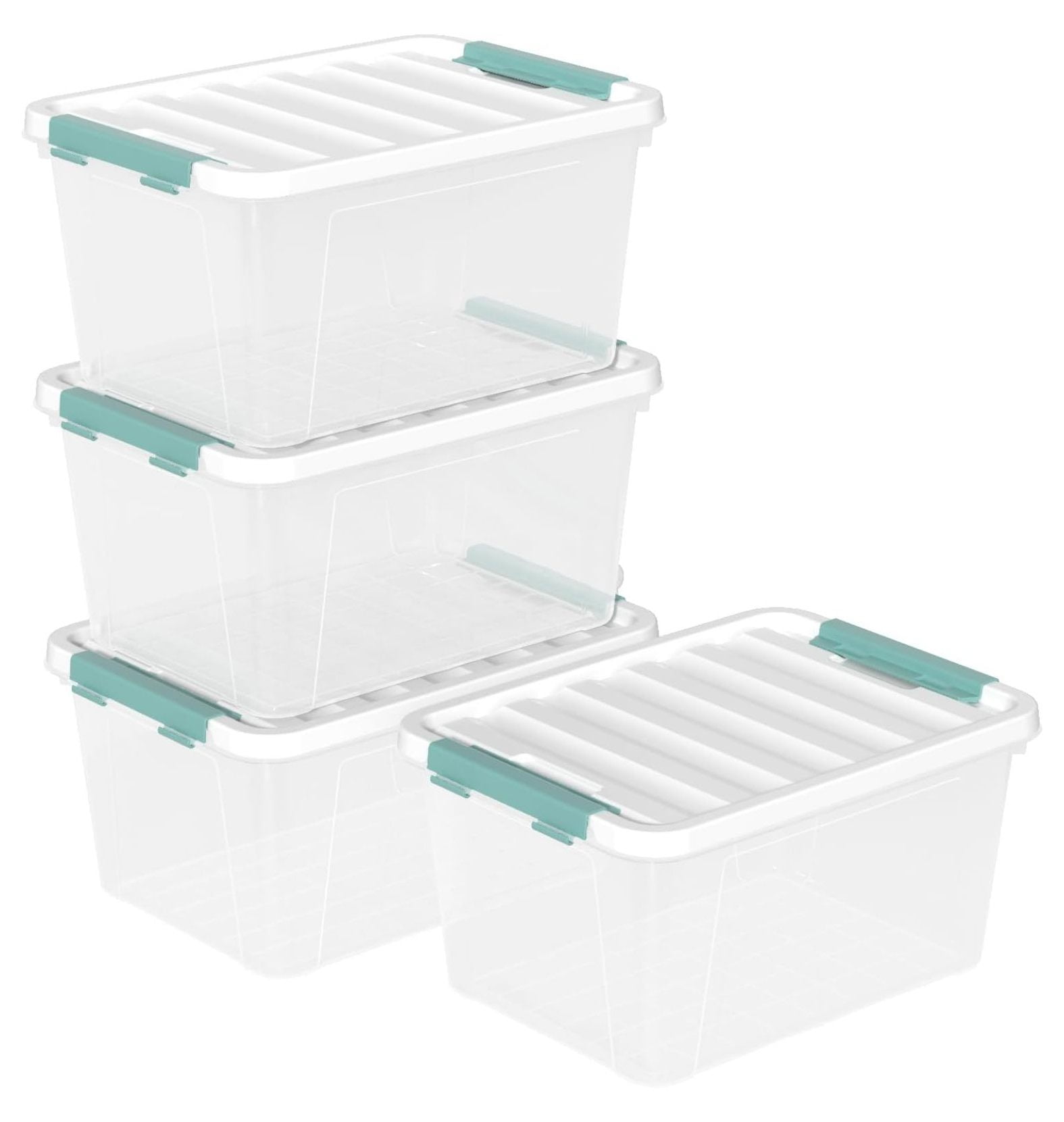 20 Quart Plastic Latching Storage Boxes, Clear Storage Box Bins with ...
