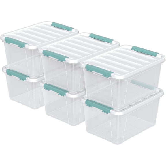 20 Quart Plastic Storage Bins with Latching Lids, 6 Packs Clear Container Box for Storage