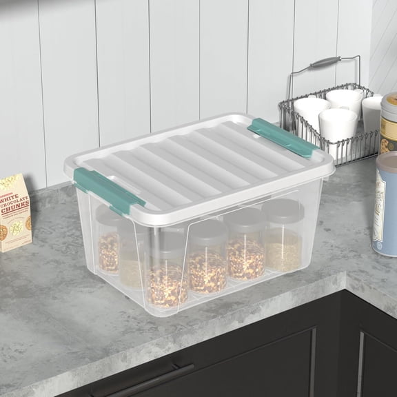 20 Quart Stackable Storage Bins with Latching Lid, Clear Plastic Organizer Boxes for Home Office