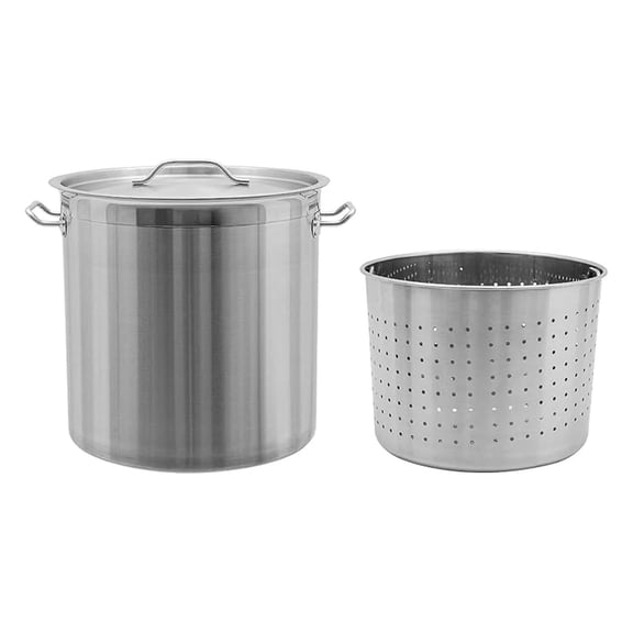 20 Quart Stainless Steel Stock Pot with Lid and Draining Bucket, Cooking Pot Soup Pot, Induction Gas Stove Ceramic Stove Halogen Stove Compatible