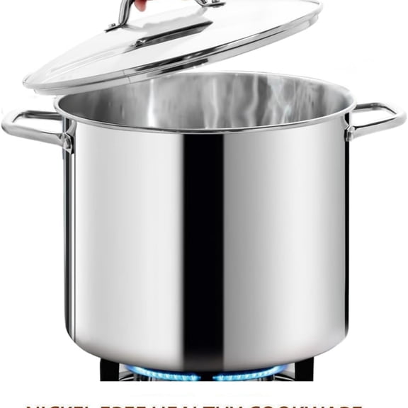 20 Quart With Lid - Nickel Free Stainless Steel Cookware - Healthy Polished Stockpots - Heavy Duty Induction Soup Pot