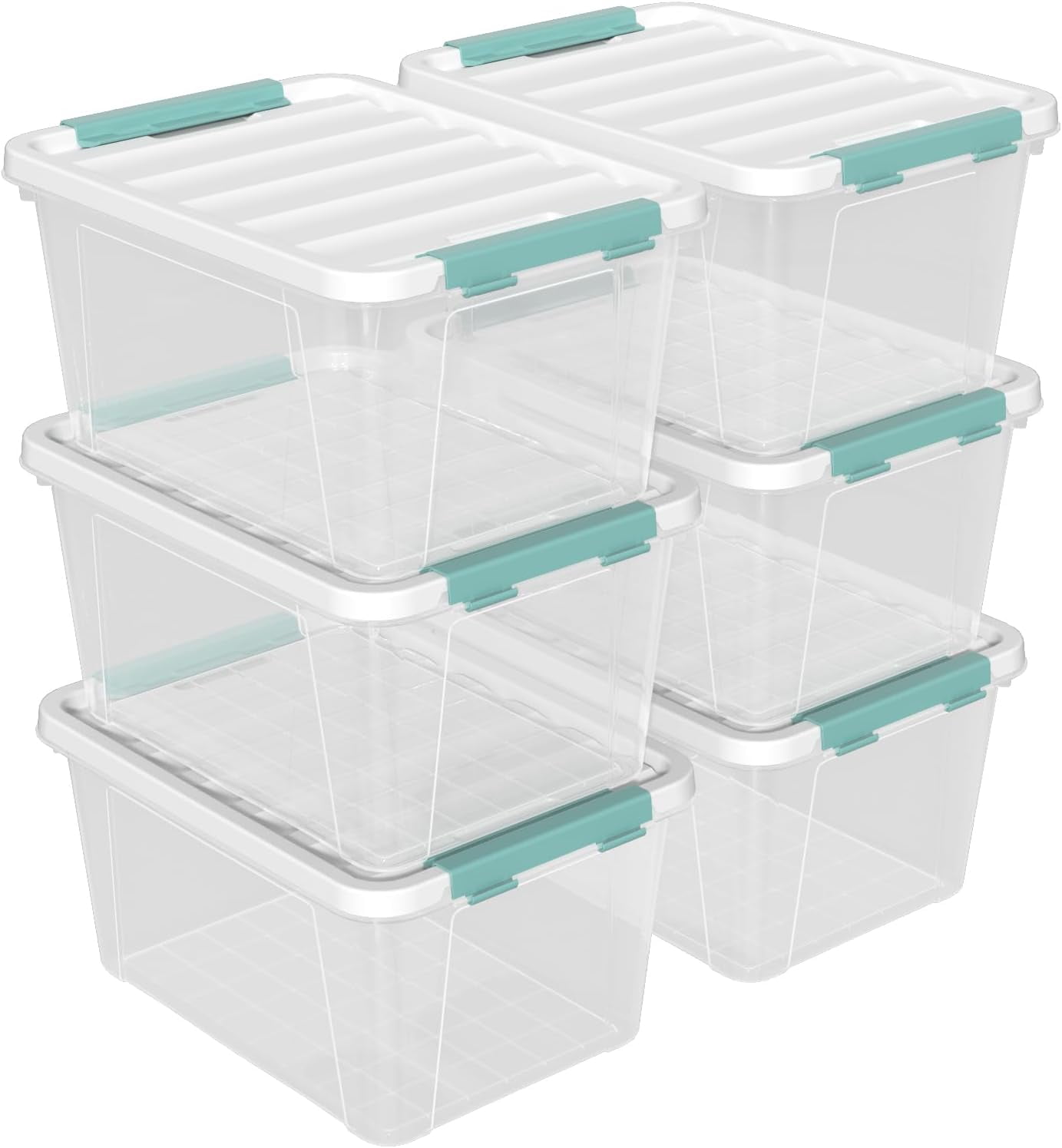 Latching Methods For Boxes 20 Quarts Clear Latching Boxes with Lids, Plastic Storage Tote Set of 6 ...