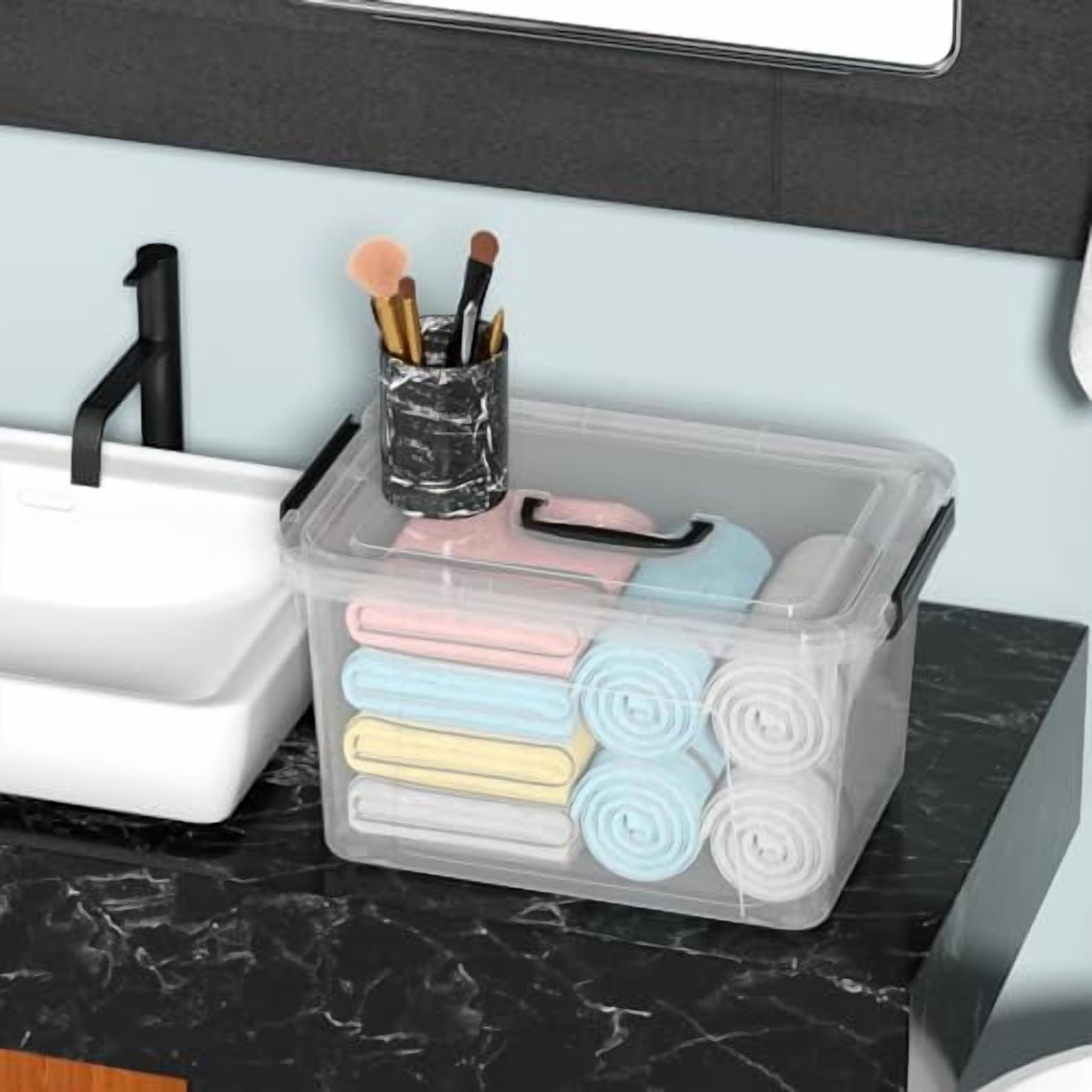 20 Quarts Stackable Plastic Storage Latches Box with Lid, Clear ...