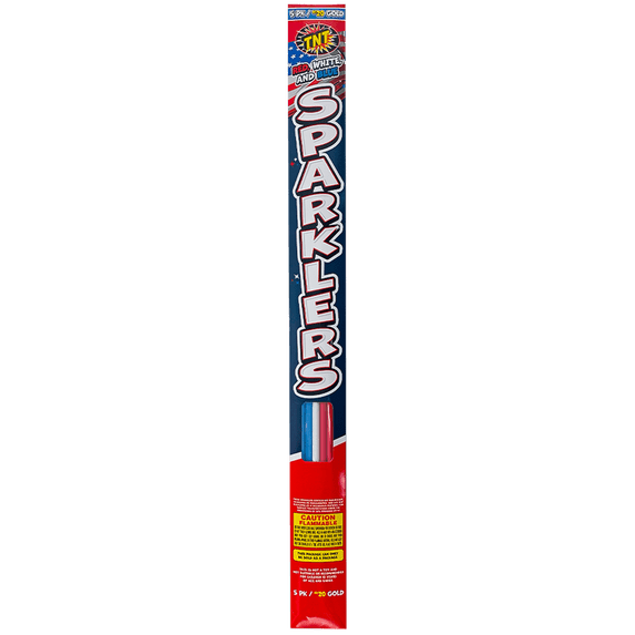 TNT Fireworks #20 Red White and Blue Hand Held Gold Sparkler, Outdoor Party